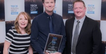 Photo of Robert Wiltshire accepting a tech south west award
