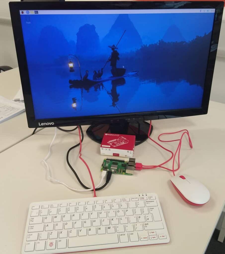 The new Raspberry Pi5 running on a desk.