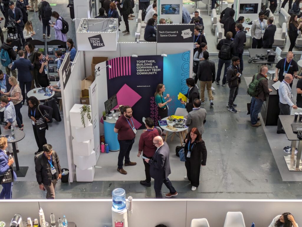 Arial view of the Tech Cornwall stand at London Tech Week.