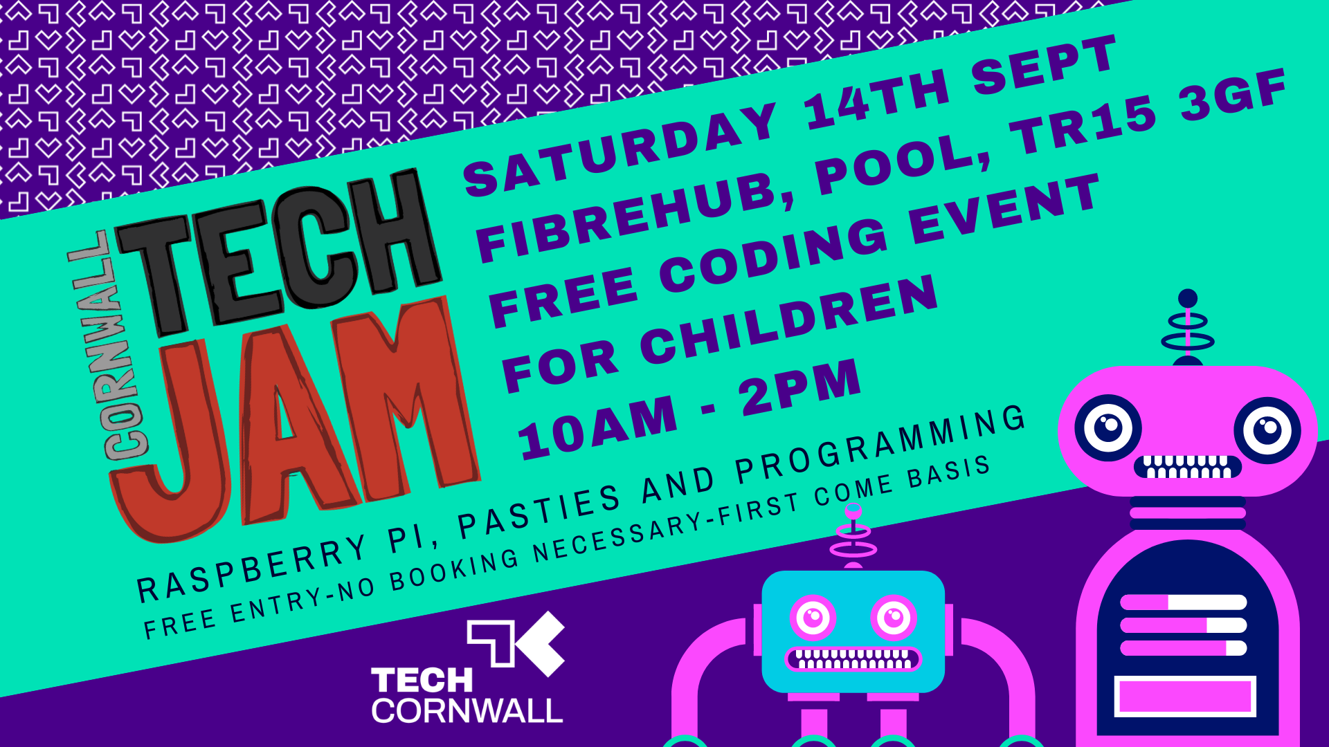 Banner for Cornwall Tech Jam showcasing Cornwall's premier tech event with dates and venue information.