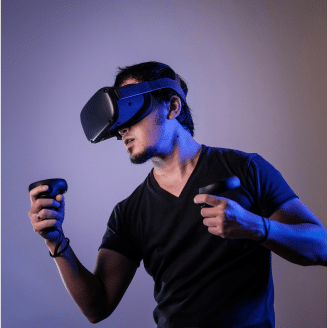 A man using a VR headset.