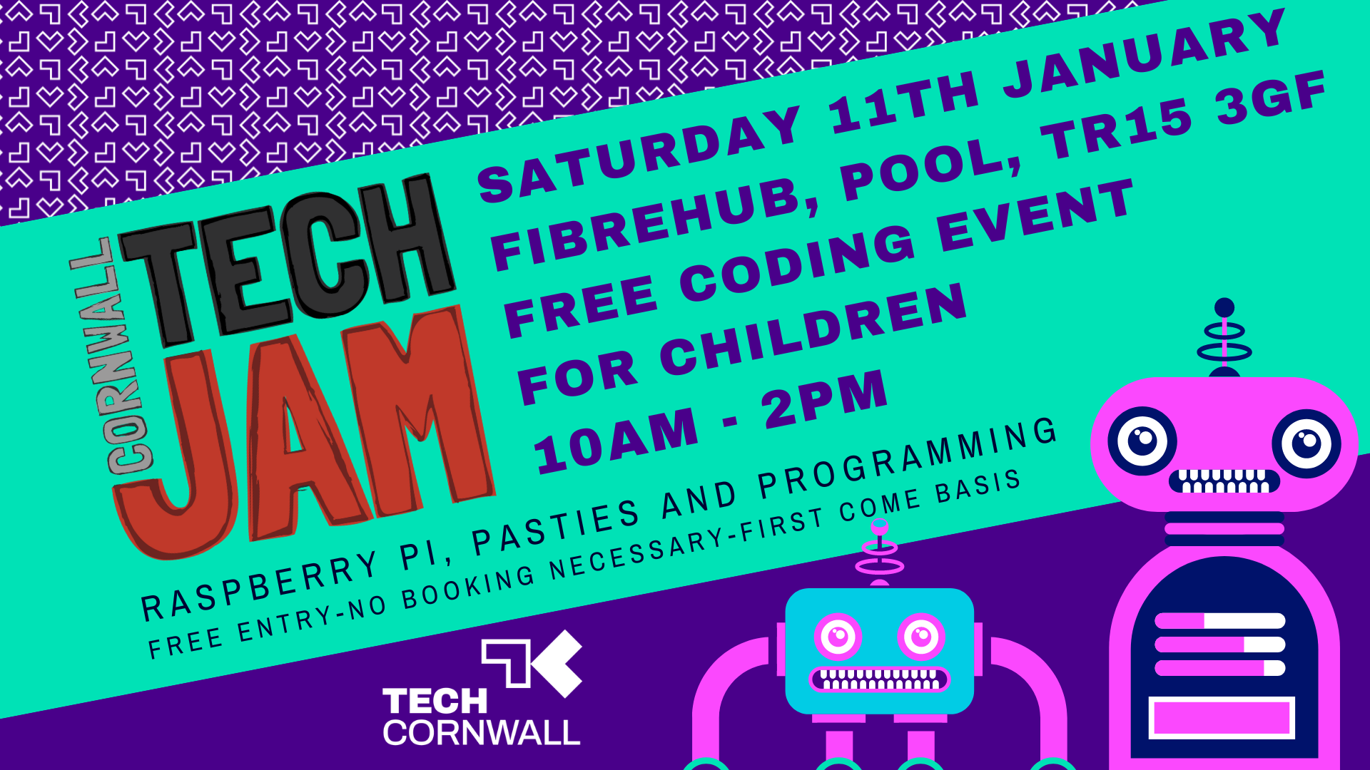 Banner for Cornwall Tech Jam showcasing Cornwall's premier tech event with dates and venue information.